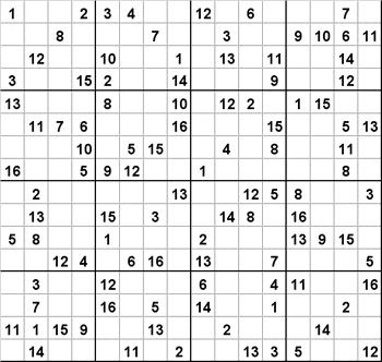 Printable Samurai Sudoku on Free Sudoku Epic Printable 16x16   Site Under Cunstruction