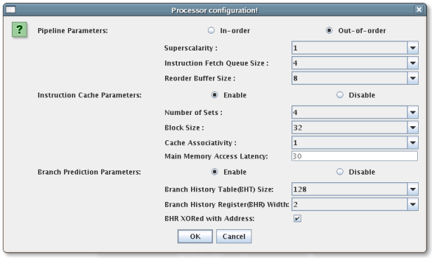 processor configuraton menu