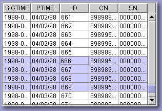 JTable screen shot