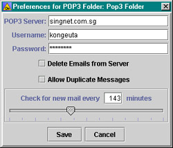 Preferences window