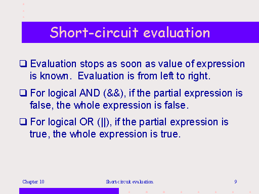 Short Circuit Evaluation Example Short Circuit Evaluation Example