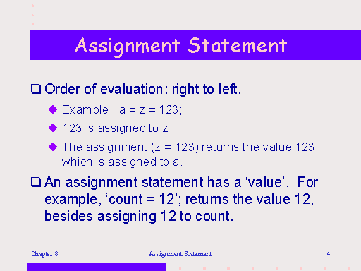 what is an assignment statement explain with an example