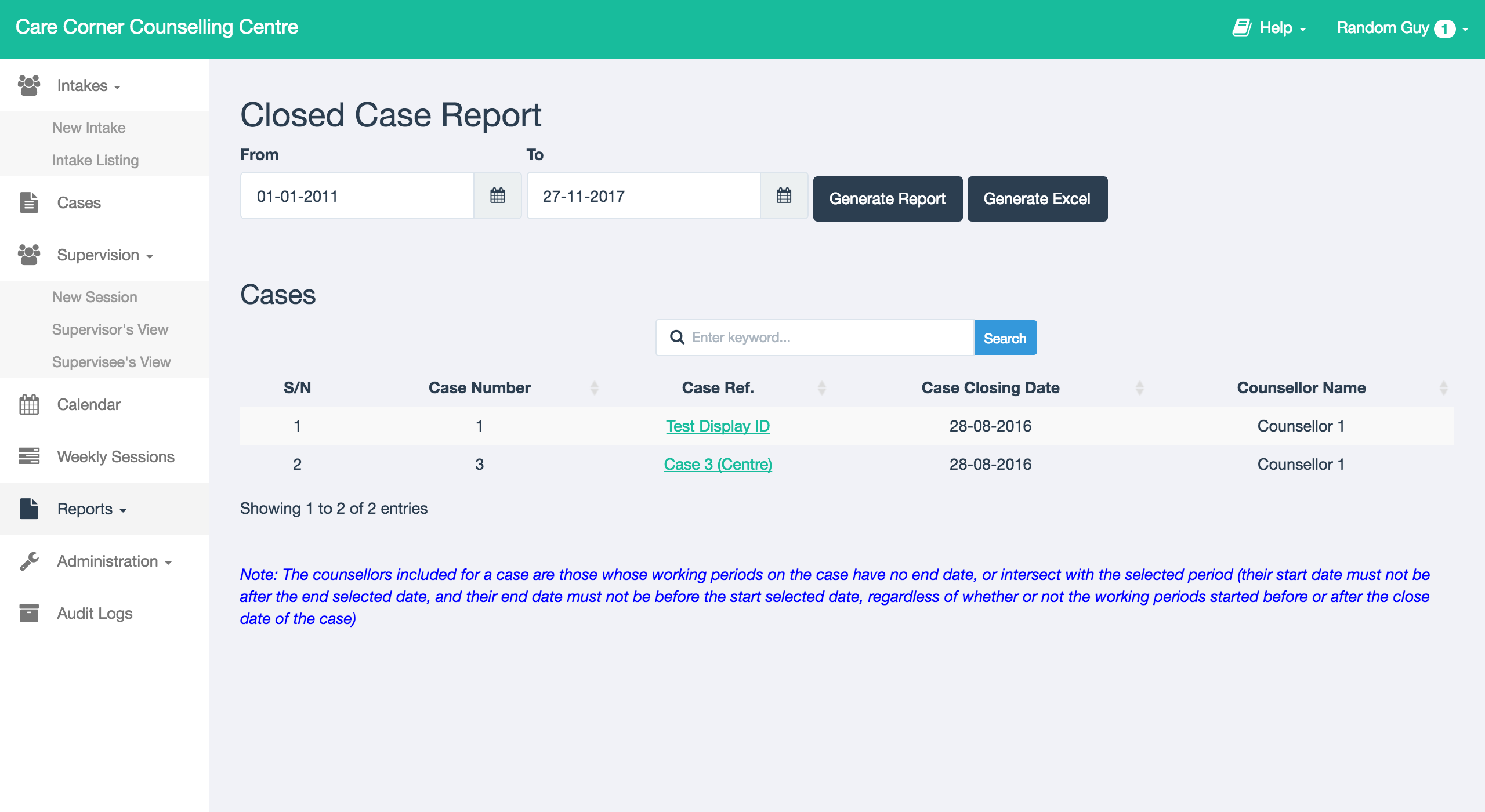 Closed Case Report