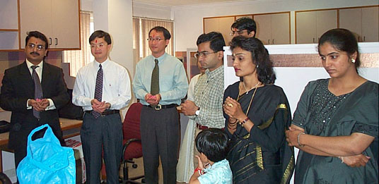 Absorbed in the Pooja ceremony